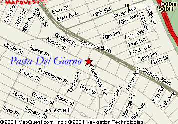 Location Map For Pasta Del Giorno Italian Restaurant - Delicious Italian Food Served In A Warm Friendly Environment Located In Forest Hills, Queens, New York